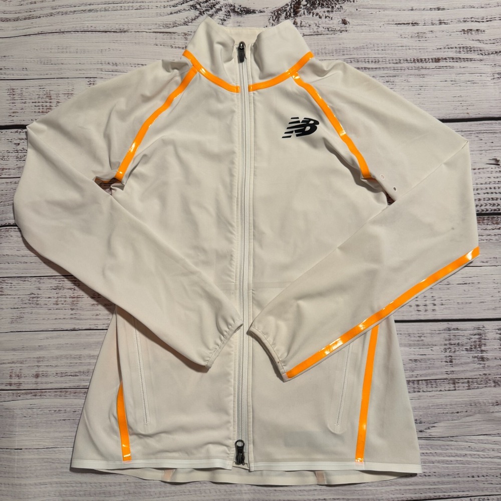 New Balance Track Jacket Lightweight‎ Reflective Running Cream and Orange XS